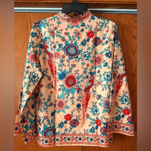 NWOT Women’s Boho Style Long Bell Sleeves Size Small Casual Blouse Orange - Picture 3 of 13